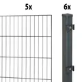 Produktbild: 10m Einstabmattenzaun Set Standard 50cm hoch anthrazit 6 Pfosten 40/40 GARDEN N
