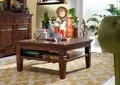 Produktbild: Sofatisch Holztisch Wohnzimmertisch 85x85 Akazie massiv Holz dunkel kolonial