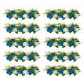 Produktbild: VEVOR 10x Kunstblumen 500x220x120mm Kunstrosen-Arrangement-Bouquet Blau Weiß