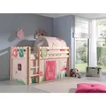 Produktbild: Vipack Spielbett Pino, Kiefer massiv natur mit Vorhang, Tunnel und 3 Taschen - Dessin Spring