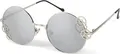 Produktbild: styleBREAKER Damen Sonnenbrille mit Zahnrad Applikation an den runden Gläsern, Metall Gestell, Retro Look 09020127