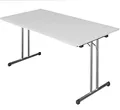 Produktbild: KLAPPTISCH Besprechungstisch Kantinentisch Verkaufstisch Schreibtisch 140x70 Lichtgrau/Stahl-Gestell chrom 350600