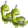 Produktbild: 2 Stück Dinosaurier-Luftballons, Folienballons, Happy Birthday-Luftballons, Kinder-Geburtstags-Luftballons, Dinosaurier-Geburtstags-Luftballons, Dinosaurier-Helium-Luftballons