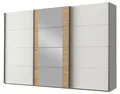 Produktbild: Wimex Schwebetürenschrank Bern (3 Türen, Einlegeböden, Kleiderstangen, Spiegel, 1-St., moderne Optik, Metallgriffleisten, mit Spiegel) 360x64x236cm Weiß / Artisan Eiche