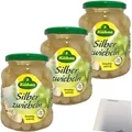 Produktbild: Kühne Silberzwiebeln in pikantem Aufguss 3er Pack (3x330g Glas) + usy Block