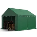 Produktbild: TOOLPORT Stabiles Lagerzelt Zelthalle 3x4 m PVC 800 N dunkelgrün wasserdicht Unterstand mit Bodenrahmen