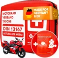 Produktbild: Purahelp KFZ-Verbandtasche Motorrad Verbandskasten - aktuelle Norm 2025 DIN 13167 (StVO konform), (28 St), Inkl. Beatmungstuch - Motorrad Erste Hilfe Set 2025 Mini Klein