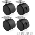 Produktbild: Set aus 4 Möbelrollen 50 mm - gabelartige Rollen mit Bremse bis 30 kg pro Rolle - Rollen für Inneneinrichtungen - Transportrollen mit niedriger R...