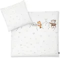 Produktbild: Julius Zöllner Kinderbettwäsche Schlummerbande, 80x80 cm für Wiegen, Stubenwagen und Kinderwagen, Renforcé, 2 teilig, in 100x135cm passt in Babybetten von 70x140 und 60x120 cm