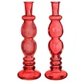 Produktbild: NaDeco Glasvase Bunt 'Florence' 2er Set - Farben und Größen wählbar | Kerzenvase | Bunte Glasvasen | Deko Vasen | Ausgefallene Deko Vasen | Farbige Glasvasen, Farbe:Rot, Größe:h.28 Ø9