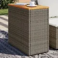 Produktbild: vidaXL Garten-Beistelltisch mit Holzplatte Grau 58x27,5x55 cm Rattan