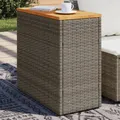 Produktbild: Garten-Beistelltisch mit Holzplatte Grau 58x27,5x55 cm Rattan