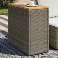 Produktbild: Garten-Beistelltisch mit Holzplatte Grau 58x27,5x55 cm Rattan