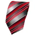 Produktbild: TigerTie Designer Krawatte in rot verkehrsrot anthrazit silber grau gestreift - Tie Binder