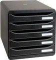 Produktbild: Exacompta Schubladenbox BIG-BOX PLUS, A4+, 5 halboffene Schübe mit Auszugsstopp, Griffmulde & Etikettenhalter, Etiketten, Blauer Engel, Kunststoff, schwarz 188555