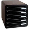 Produktbild: Exacompta 309714D Premium Ablagebox mit 5 Schubladen für DIN A4+ Dokumente. Stapelbare Schubladenbox mit hoher Kapazität für mehr Platz auf dem Schreibtisch Big Box Plus EcoBlack Schwarz
