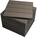 Produktbild: Woltu Wpc Terrassenfliesen Terrassendielen Fliese In Holzoptik Bodenbelag Mit Klicksystem Coffee (11 Stück / 1 M2)