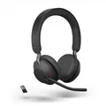 Produktbild: Jabra Evolve2 65 Headset, Stereo, kabellos, Bluetooth, schwarz inkl. Link 380 USB-A & Ladestation, Optimiert für Microsoft Teams
