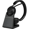 Produktbild: Jabra Evolve2 65 MS Stereo USB-A Headset schwarz BT m.Ladestation PC Kopfhörer