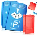 Produktbild: com-four® 2X Parkscheibe mit Eiskratzer, Gummilippe und Notfach für Unfallberichte und Einkaufswagenchips - Parkuhr aus Kunststoff (2 Stück - Parkscheibe mit Notfach)