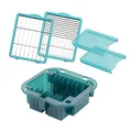 Produktbild: Genius Nicer Dicer Chef Professional Gemüseschneider Zubehör Set 5 tlg. Gemüsehobel Aufbewahrungseinsatz, Messereinsätze, Schutz für Messereinsätze, Türkis