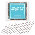 Produktbild: Hoyols U-förmige Haarnadeln, Verschiedene Größen, U-Form, Bobby-Pins, Metall, Gebogene, Lockige Dutt-Clips, Haarnadel, Gold, 150 Stück Großpackung (Braun)