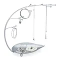 Produktbild: Relaxdays Schmuckständer mit Ablage, Schmuckbaum Ketten, Ohrringe, Armbänder, 12 Zweige, Metall Kettenständer, silber