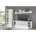 Produktbild: Wohnwand Anbauwand TV Mediawand Lowboard Wandboard Standvitrine Hochglanz Weiß