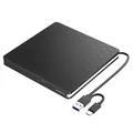 Produktbild: External DVD Drive USB 3.0 Type-C CD DVD +/-RW Optical Drive USB C Burner Sli...