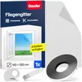Produktbild: GAUDER Fliegengitter für Fenster - Insektenschutz ohne Bohren - Fliegengitter mit Klettband - Fliegennetz aus Polyester - Mückennetz & Moskitonetz für Fenster (110 x 130 cm - schwarz)