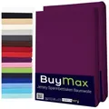 Produktbild: Buymax Spannbettlaken 2-er Set, Doppelpack, Bettlaken, Jersey 100% Baumwolle, Gummizug: rundum, (2 Stück), 90x200 100x200 140x200 160x200 180x200 cm, Matratzen bis 25 cm Höhe lila 80 cm x 200 cm