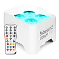 Produktbild: BeamZ BBP90W Uplight PAR Akku LED Strahler 4x 4 Watt, Bühnenbeleuchtung für DJ Pult, Bühnenlicht, Discolicht, DMX-LAN, Partylicht Musikgesteuert, Bühnenequipment, mit Fernbedienung - Weiß