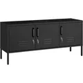 Produktbild: Tectake Sideboard Baker 3 Türen Mit Magnetverschluss  Einzeln Abschließbar Verstellbarer Zwischenboden  120 x 37 5 x 55 5 cm Schwarz