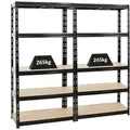 Produktbild: PROREGAL Mega Deal 2x Schwerlastregal Tiger HxBxT 180 x 90 x 45 cm Fachlast 265 kg 5-Ebenen Schwarz