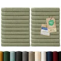 Produktbild: Blumtal Premium Frottier Gästehandtücher Set 24 teilig 100% Baumwolle - Oeko-TEX zertifiziertes Gästehandtuch 24x (30x30 cm) - Ultra saugstarkes Gästetücher Set waschbar °60 - Handtücher Grün