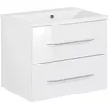 Produktbild: Mid.you Waschtischkombi B.Clever, Weiß, Metall, 2 Schublade(n) Schubladen, 60 cm, hängend, Badezimmer, Waschbecken & Armaturen, Waschtische