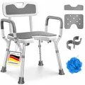 Produktbild: KESSER® Duschhocker mit Lehne für Senioren & Schwangere Duschsitz | Badhocker 150KG belastbar 6 Stufen 38-54cm höhenverstellbar | Duschhilfe Duschstuhl inkl. Antirutschfüße, Matten & Brausehalterung