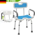Produktbild: Duschhocker für Senioren mit Rückenlehne und Armlehne, höhenverstellbar (Blau)
