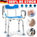 Produktbild: Duschhocker Duschsitz Duschstuhl Höhenverstellbar mit Armlehnen Badhocker Alu DE