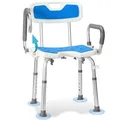 Produktbild: Duschhocker Duschsitz Duschstuhl Höhenverstellbar mit Armlehnen Badhocker Alu.