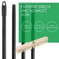 Produktbild: Schrubber aus Holz mit Borsten Wischer mit Gewinde und Steckstiel vierteilig - Scheuerbürste PPN Boden-Bürste Ideal für Reinigung von Balkon Terras