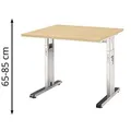 Produktbild: Hammerbacher Schreibtisch O-Serie, ahorn / silber, höhenverstellbar, 80 x 65-85 x 80cm