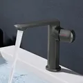 Produktbild: doporro Wasserhahn Bad, Waschtischarmatur mit Auslaufhöhe 156 mm, Vollmessing-Körper，Mischbatterie für Waschbecken Armaturen Moderne Design Grau 1180