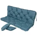 Produktbild: TexDeko Auflagekissen Ecolen Gartenbankauflage für Hollywoodschaukel mit Rückenlehne, (1x Gartenbankauflage für Hollywoodschaukel + 2x Kissen), UV-Beständig blau 130 cm x 56 cm x 50 cm