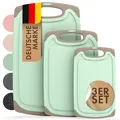 Produktbild: Blumtal Schneidebrett Set mit 3 Größen (S/M/L) - Schneidebrett Kunststoff groß + Saftrillen & Griff - Cutting Board - Schneidbrett BPA frei - Schneidebretter Kunststoff - Schneidebretter Grün