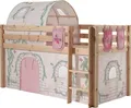 Produktbild: Vipack Hochbett Pino, Spielbett massiv Kiefer, stabil gebaut, 3 Korpusfarben zur Wahl (inkl. Rolllattenrost, Leiter und Absturzschutz, mit oder ohne Rutsche) Textil-Set 
