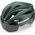 Produktbild: Rockbros Fahrradhelm mit Glas, abnehmbare Schutzbrille mit UV-Schutz, Unisex - Grün - Grün
