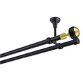 Produktbild: Gardinenstange 280 cm lang 2-läufig schwarz -gold Vorhangstange 19 mm Deckenbefestigung