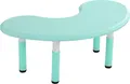 Produktbild: Höhenverstellbarer (43-51cm) Schreibtisch für Kinder, 120 x 65 cm Kindertisch in Hellgrün aus Kunststoff - Halbmondtisch, multifunktionaler Mondtisch  geeignet für Jungen und Mädchen von 2-10 Jahren