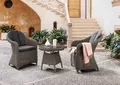 Produktbild: Destiny Balkonset MALAGA 2 Sessel + Tisch Ø60x55cm, Polyrattan, vintage grau